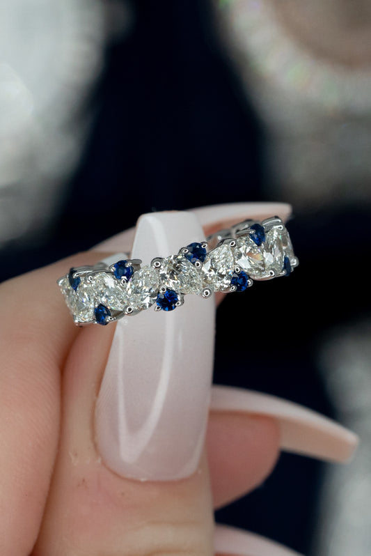 Sapphire and Diamond Cluster Ring