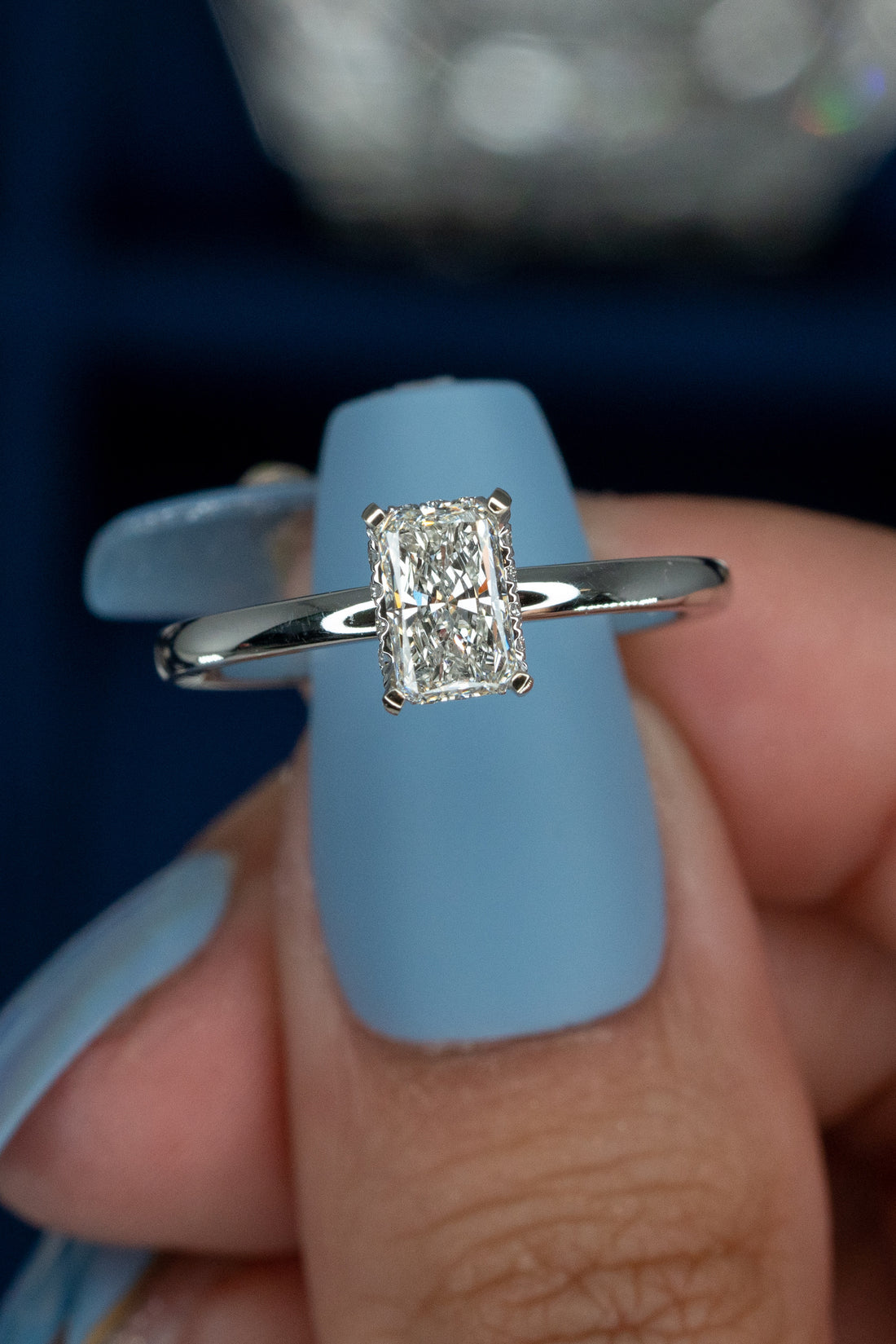 Square-Cut Solitaire Diamond Ring