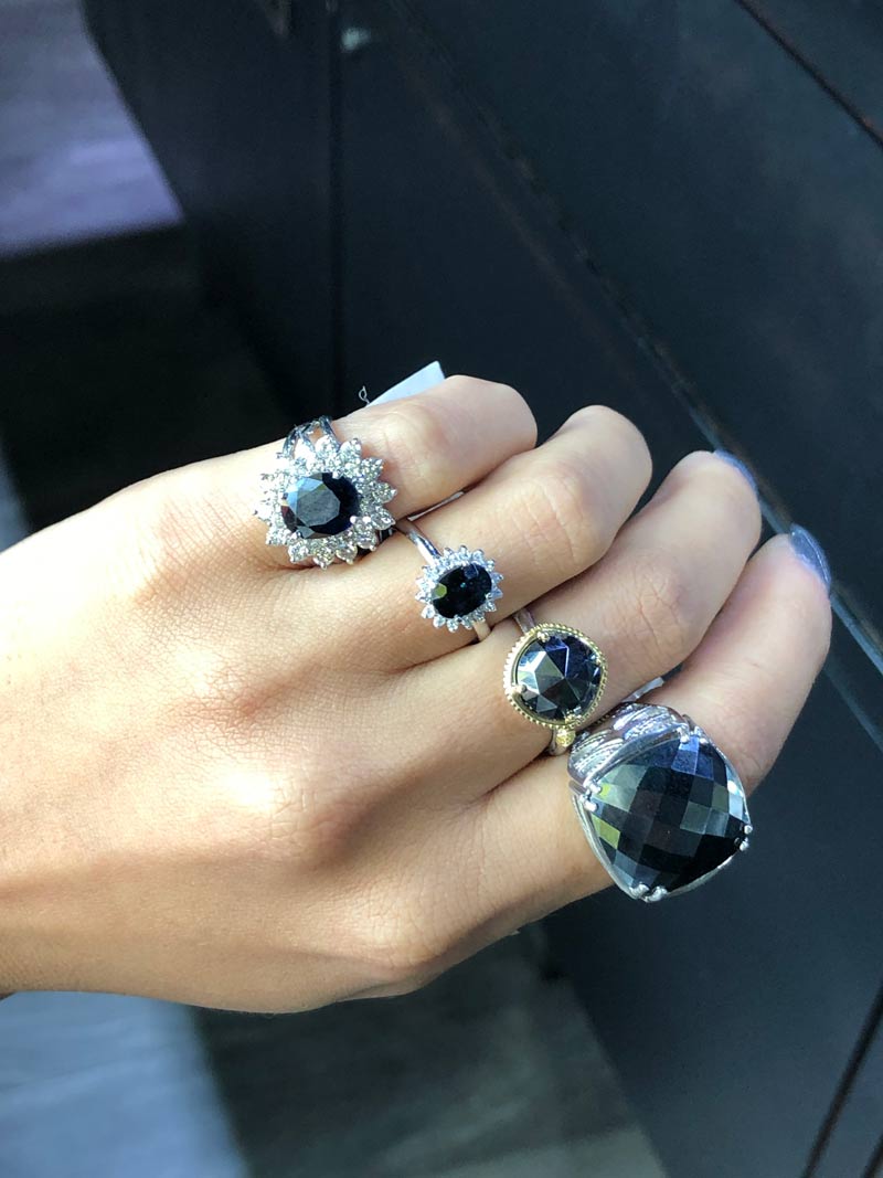 types of black stone engagement ring