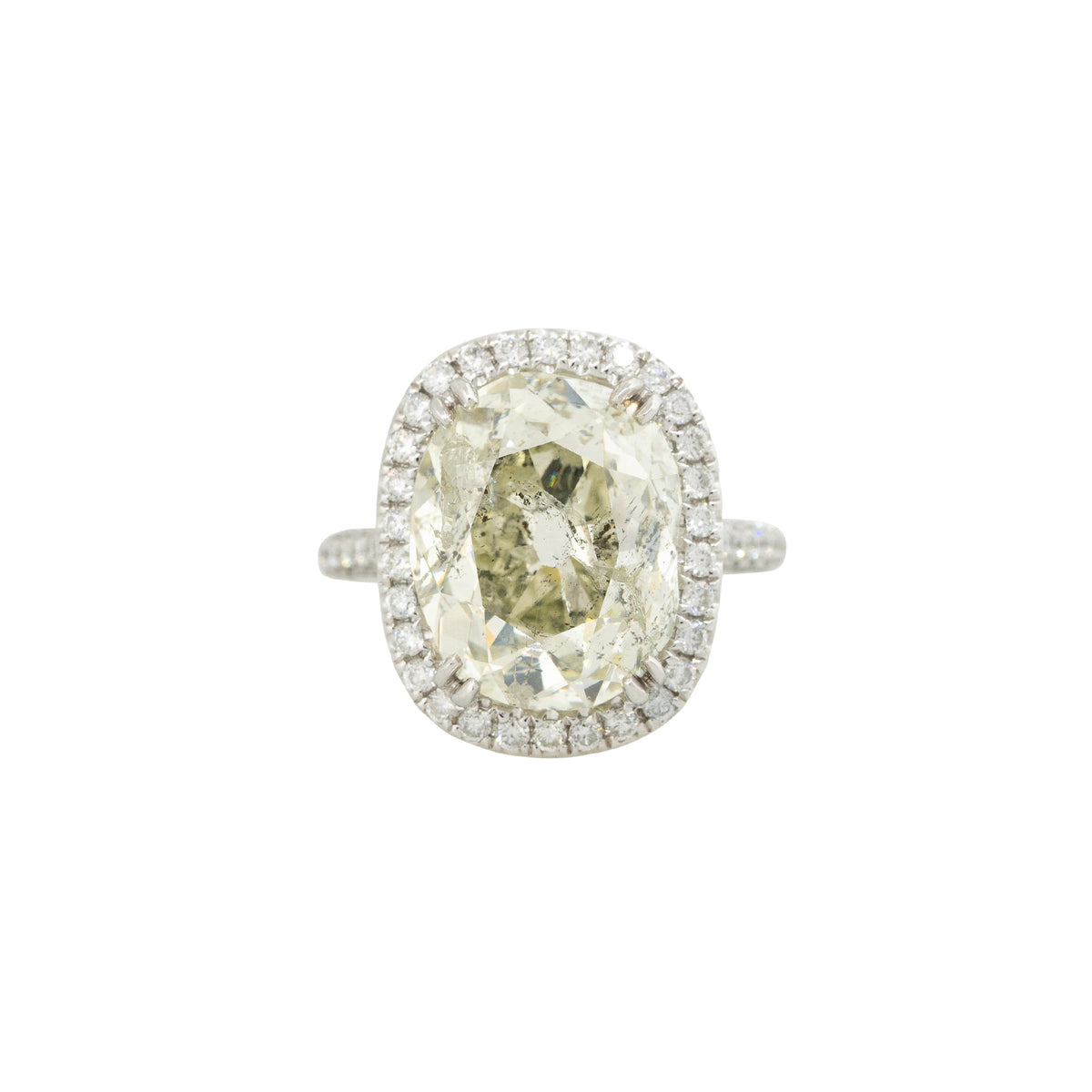 18k White Gold 11.59ctw Cushion Cut Diamond Engagement Ring