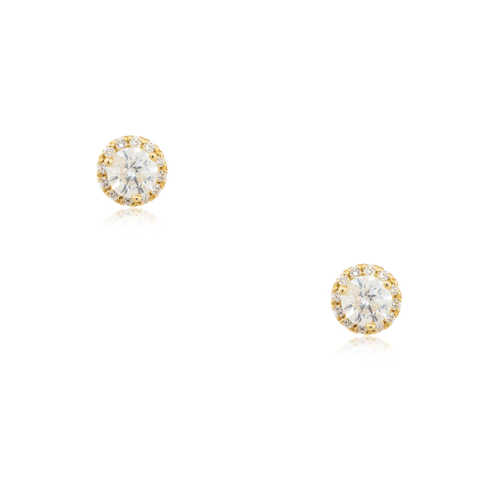 14k Yellow Gold 2.38ctw Diamond Halo Stud Earrings