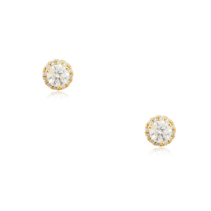14k Yellow Gold 2.38ctw Diamond Halo Stud Earrings