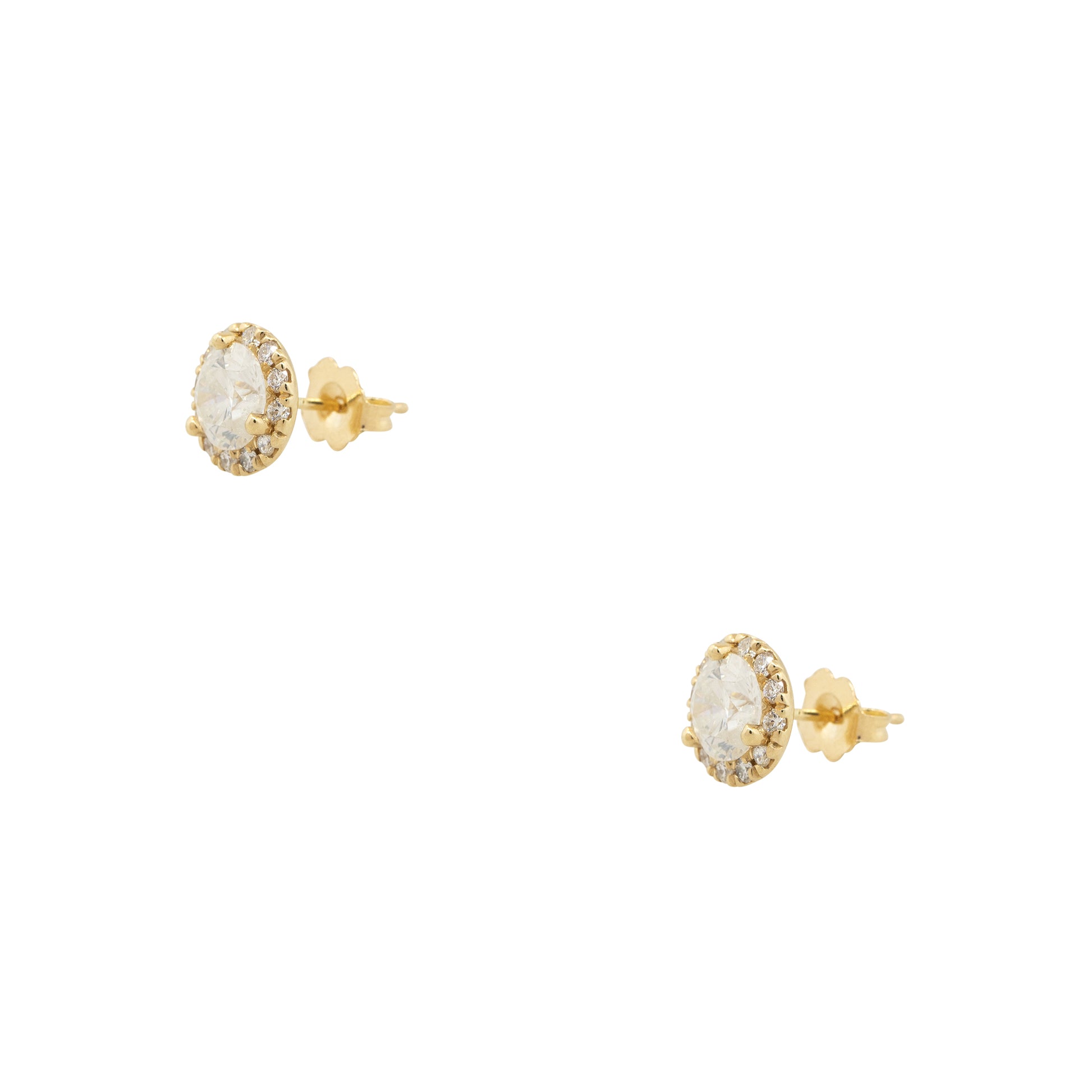 14k Yellow Gold 2.38ctw Diamond Halo Stud Earrings