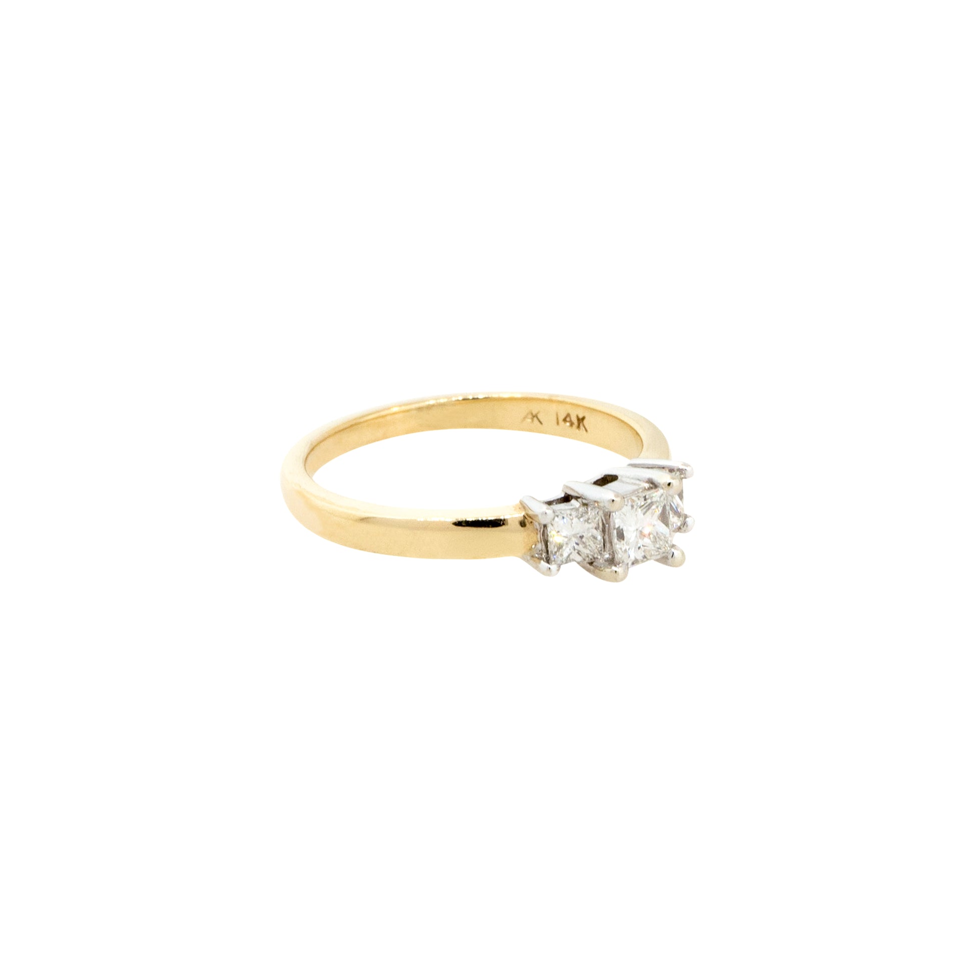 14k Yellow Gold 0.60ctw 3 Diamond Engagement Ring and Wedding Band Set