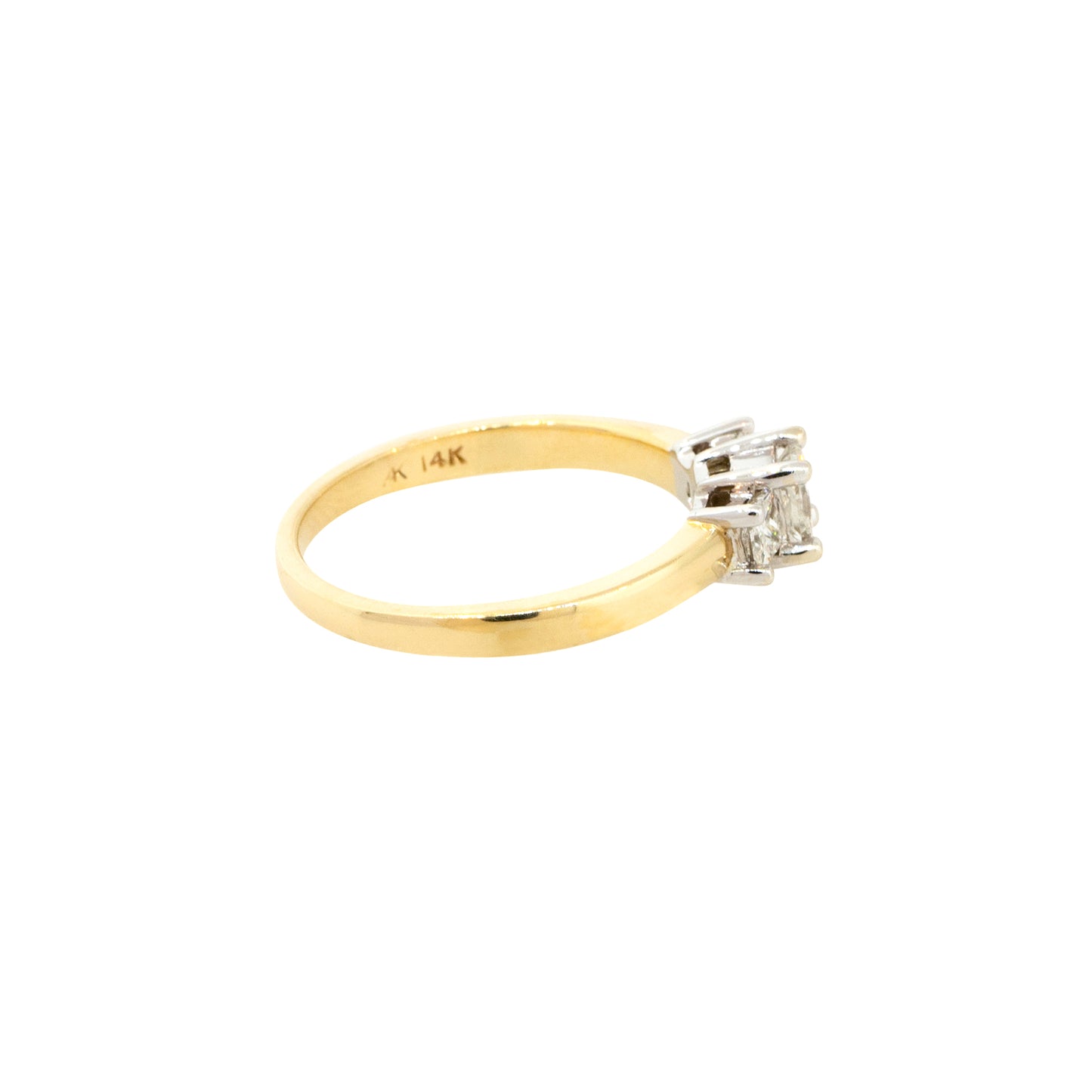 14k Yellow Gold 0.60ctw 3 Diamond Engagement Ring and Wedding Band Set