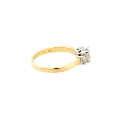 14k Yellow Gold 0.60ctw 3 Diamond Engagement Ring and Wedding Band Set