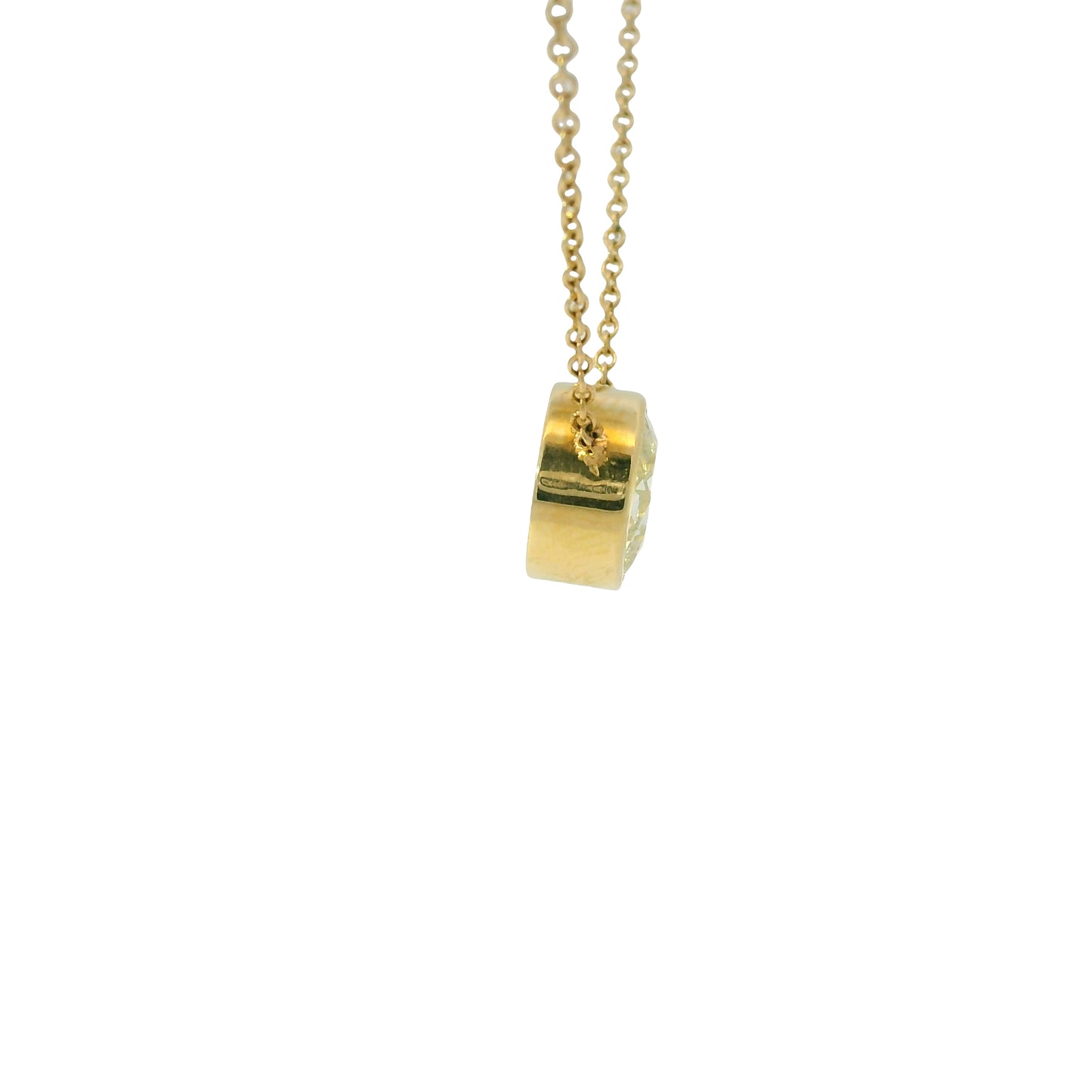 14k Yellow Gold Natural 2.01 Carat Round Brilliant Cut Diamond Pendant Necklace