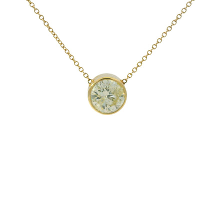 14k Yellow Gold Natural 2.01 Carat Round Brilliant Cut Diamond Pendant Necklace