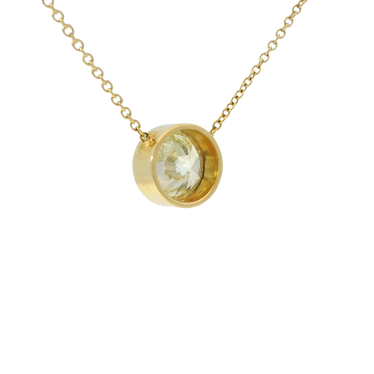14k Yellow Gold Natural 2.01 Carat Round Brilliant Cut Diamond Pendant Necklace