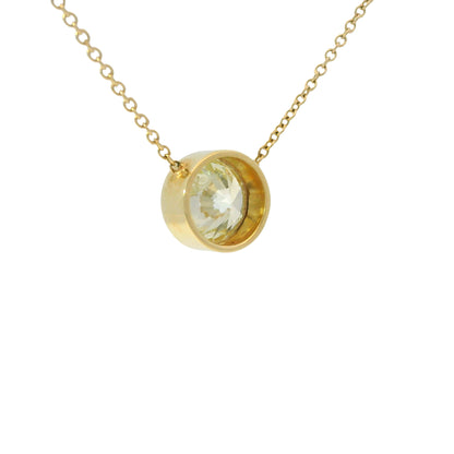 14k Yellow Gold Natural 2.01 Carat Round Brilliant Cut Diamond Pendant Necklace