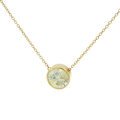 14k Yellow Gold Natural 2.01 Carat Round Brilliant Cut Diamond Pendant Necklace