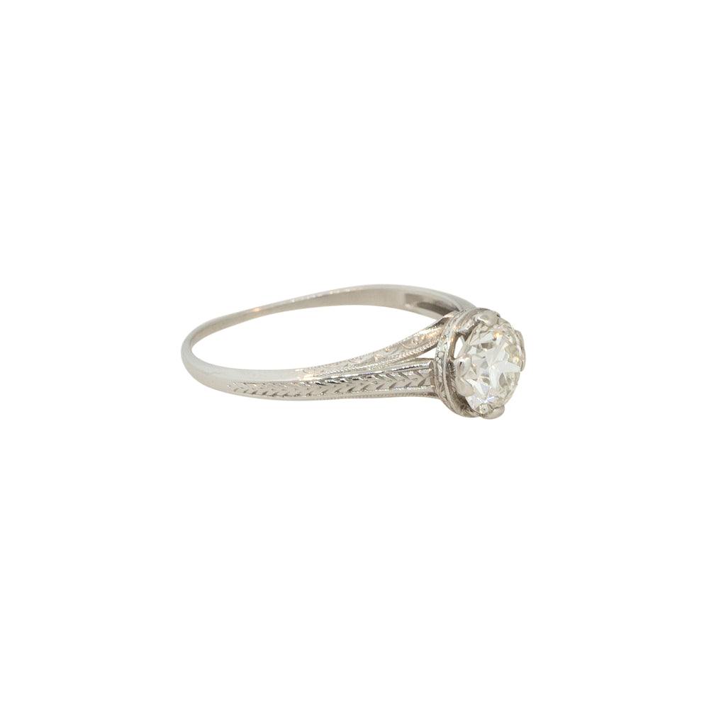 Platinum 1.0ctw Diamond Engagement Ring in Vintage Setting