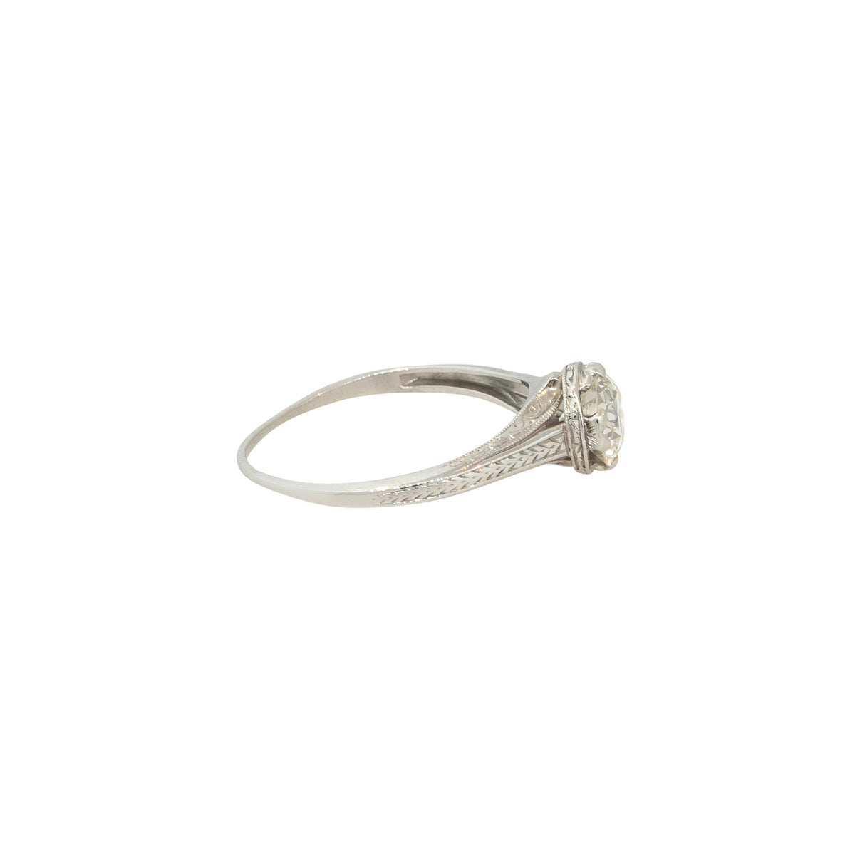 Platinum 1.0ctw Diamond Engagement Ring in Vintage Setting
