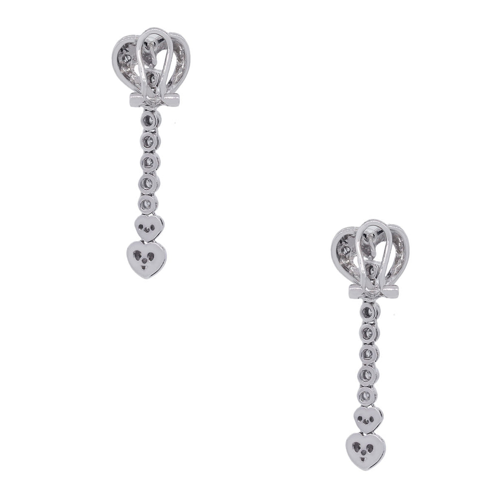 14k White Gold 0.55ctw Diamond Heart Dangle Earrings