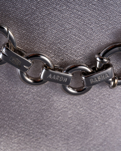 Aaron Basha 18K White Gold Double Bar Open Link Charm Bracelet