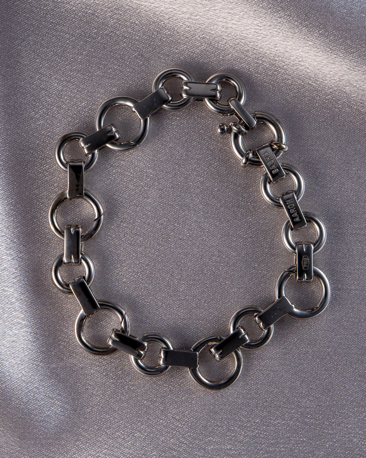 Aaron Basha 18K White Gold Double Bar Open Link Charm Bracelet