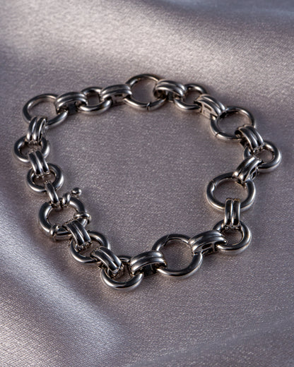Aaron Basha 18K White Gold Double Bar Open Link Charm Bracelet