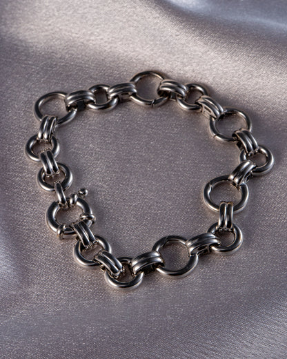 Aaron Basha 18K White Gold Double Bar Open Link Charm Bracelet