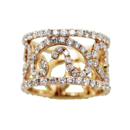 18K Rose Gold Natural 3.79 Carat Diamond Swirling Vines Ring