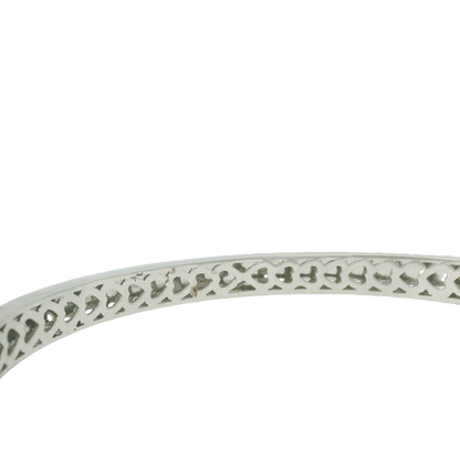 14k White Gold Natural Diamond 5-Row Bangle Bracelet