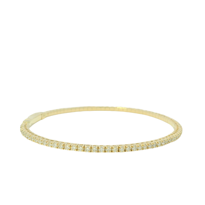 14k Yellow Gold Natural Round Brilliant Cut 1.58 Cwt Diamond Flexible Bangle