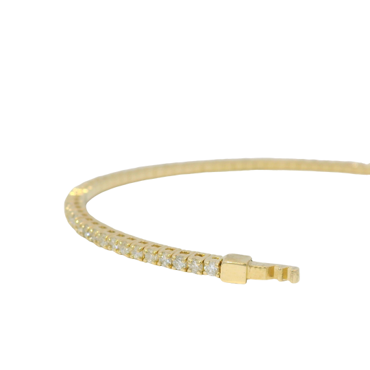 14k Yellow Gold Natural Round Brilliant Cut 1.58 Cwt Diamond Flexible Bangle