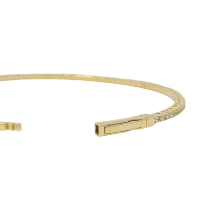 14k Yellow Gold Natural Round Brilliant Cut 1.58 Cwt Diamond Flexible Bangle
