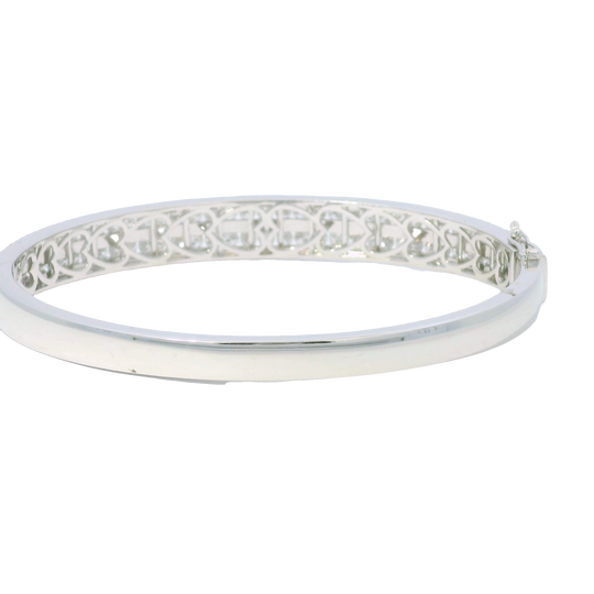 14k White Gold Natural Diamond 5-Row Bangle Bracelet