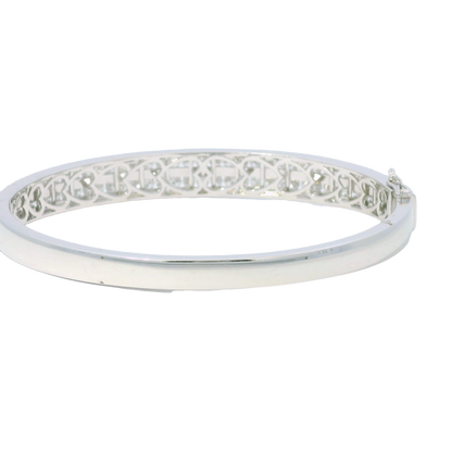 14k White Gold Natural Diamond 5-Row Bangle Bracelet