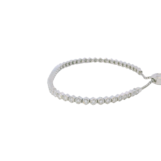 14k White Gold Natural Round Diamonds Adjustable Tennis Bracelet