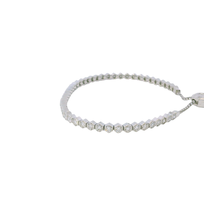 14k White Gold Natural Round Diamonds Adjustable Tennis Bracelet