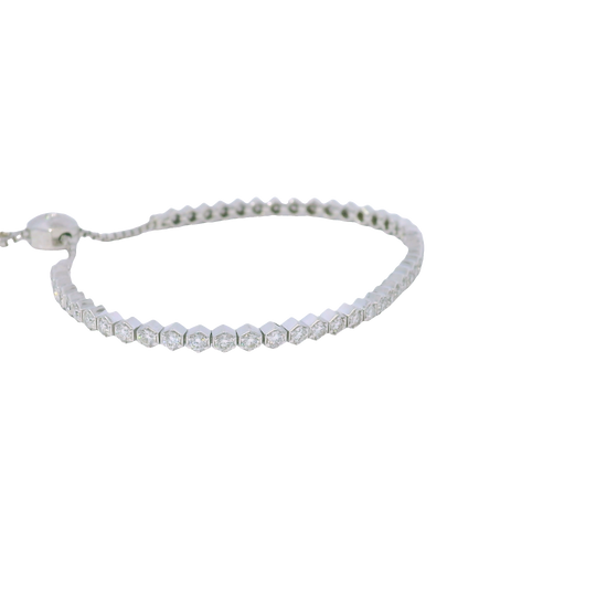 14k White Gold Natural Round Diamonds Adjustable Tennis Bracelet — product photo 2