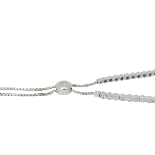 14k White Gold Natural Round Diamonds Adjustable Tennis Bracelet