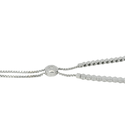 14k White Gold Natural Round Diamonds Adjustable Tennis Bracelet