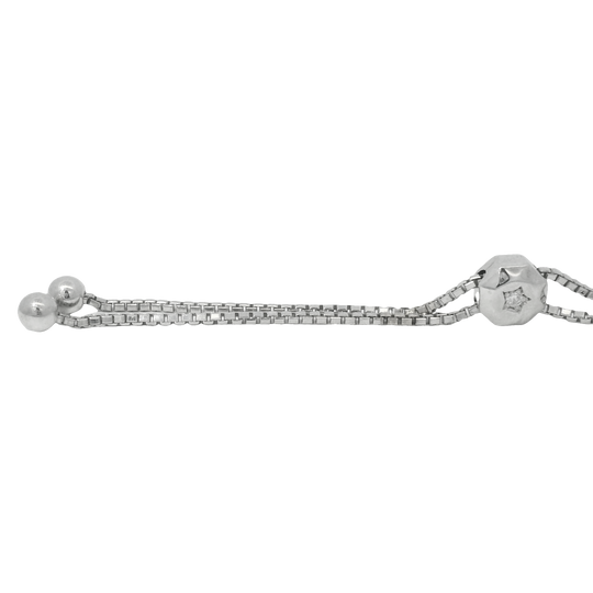 14k White Gold Natural Round Diamonds Adjustable Tennis Bracelet