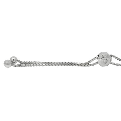 14k White Gold Natural Round Diamonds Adjustable Tennis Bracelet
