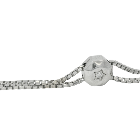 14k White Gold Natural Round Diamonds Adjustable Tennis Bracelet