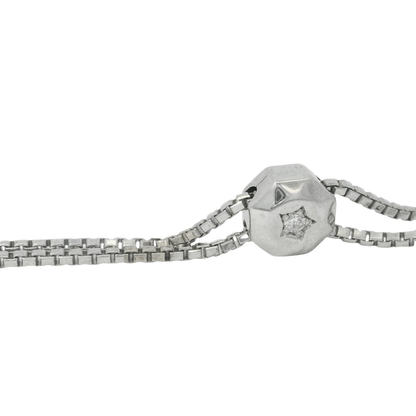 14k White Gold Natural Round Diamonds Adjustable Tennis Bracelet