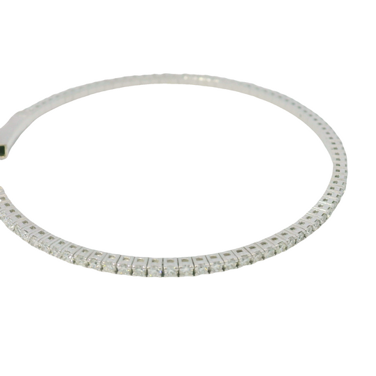 14K White Gold Natural Diamonds 1.58Cttw Flexible Bangle
