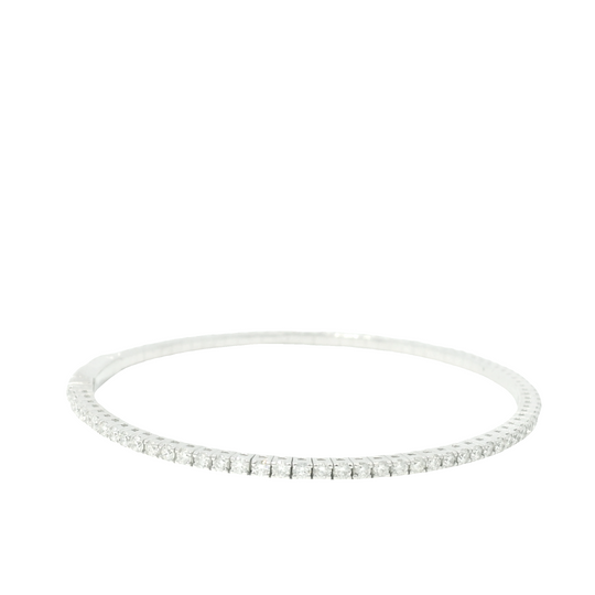 14K White Gold Natural Diamonds 1.58Cttw Flexible Bangle