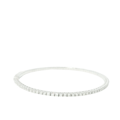 14K White Gold Natural Diamonds 1.58Cttw Flexible Bangle