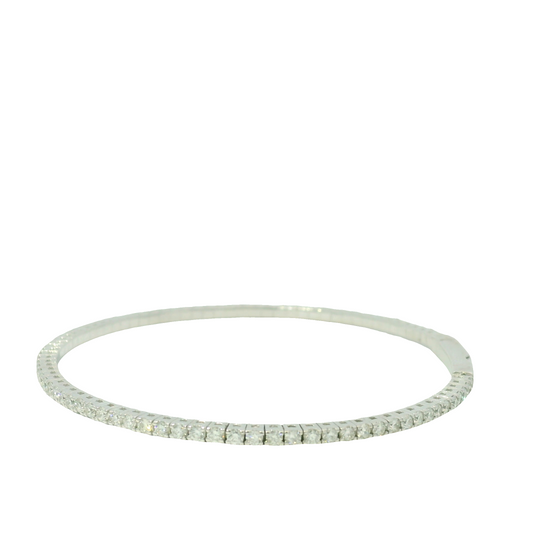 14K White Gold Natural Diamonds 1.58Cttw Flexible Bangle