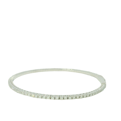 14K White Gold Natural Diamonds 1.58Cttw Flexible Bangle