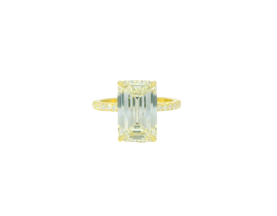 GIA 18k Yellow Gold Natural 5.71 Carat Emerald Cut Diamond Engagement Ring
