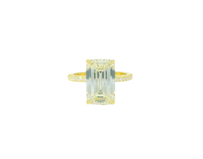 GIA 18k Yellow Gold Natural 5.71 Carat Emerald Cut Diamond Engagement Ring