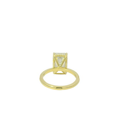 GIA 18k Yellow Gold Natural 5.71 Carat Emerald Cut Diamond Engagement Ring
