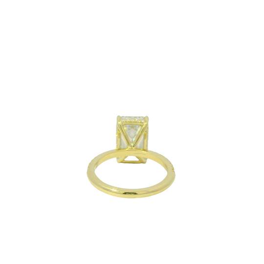 GIA 18k Yellow Gold Natural 5.71 Carat Emerald Cut Diamond Engagement Ring
