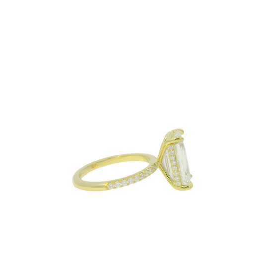 GIA 18k Yellow Gold Natural 5.71 Carat Emerald Cut Diamond Engagement Ring