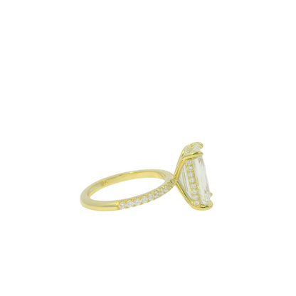 GIA 18k Yellow Gold Natural 5.71 Carat Emerald Cut Diamond Engagement Ring