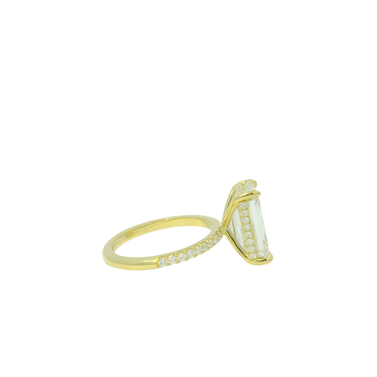 GIA 18k Yellow Gold Natural 5.71 Carat Emerald Cut Diamond Engagement Ring